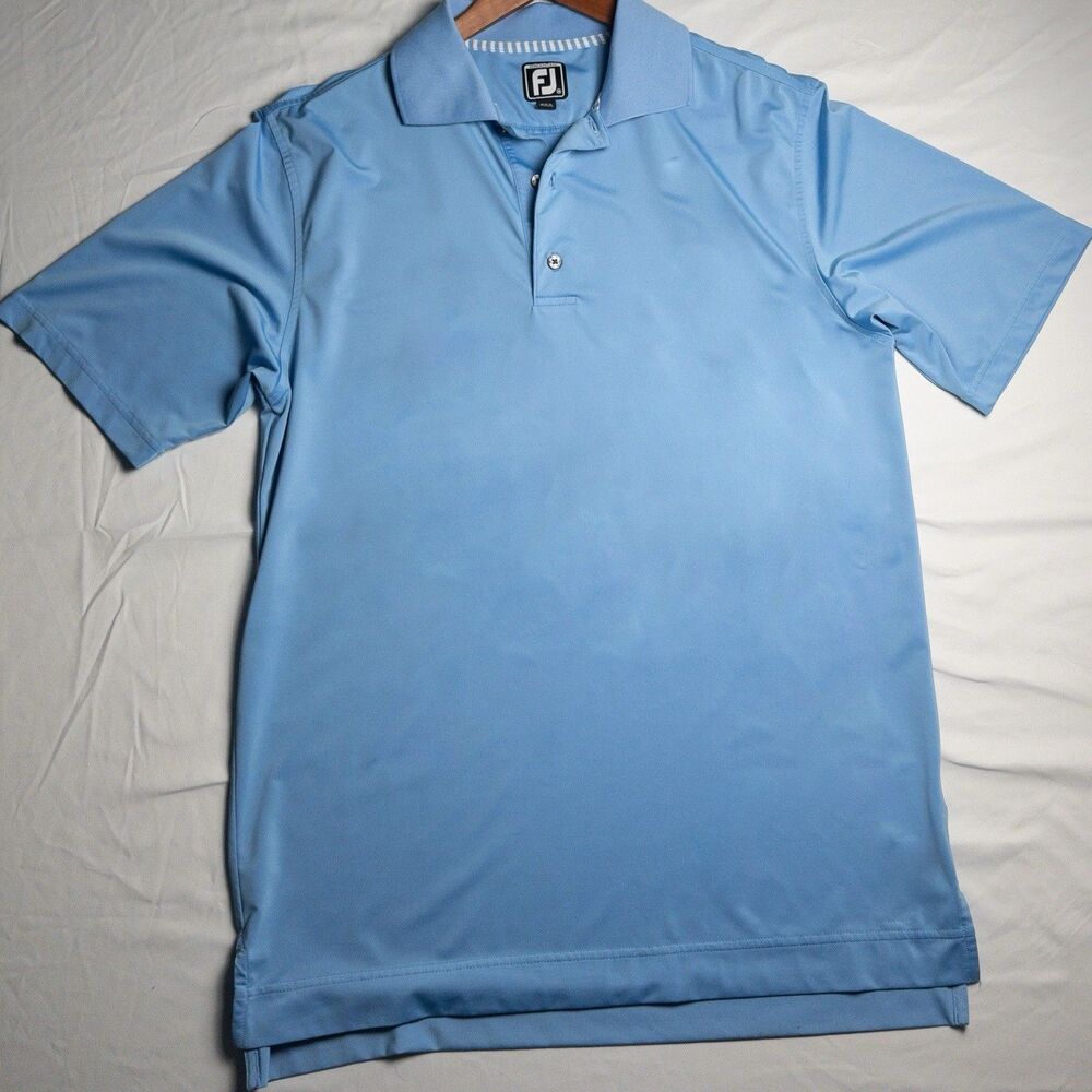 FootJoy Polo Shirt Men's Medium Sky Blue Embroidered Logo Golf Performance